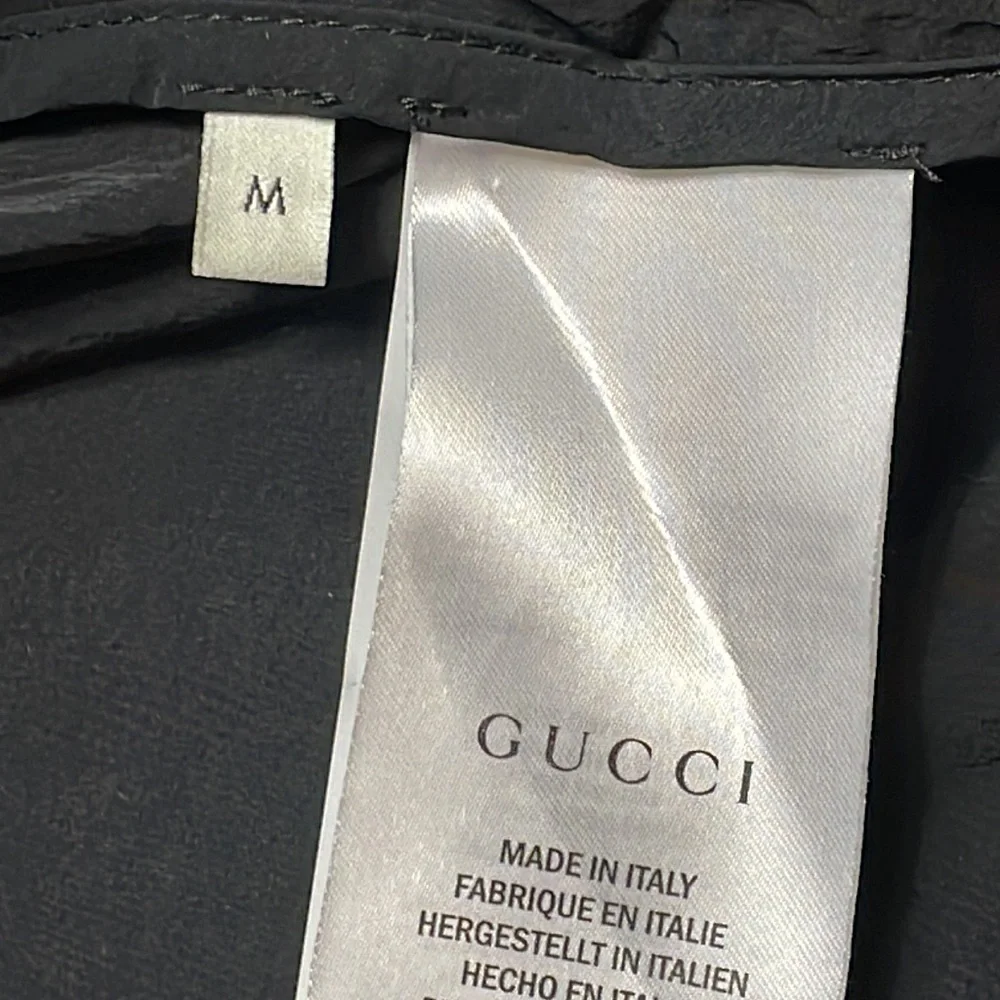 Gucci Oversized Nylon Track Jacket Water Repellent Black Green Red Mens Sz M